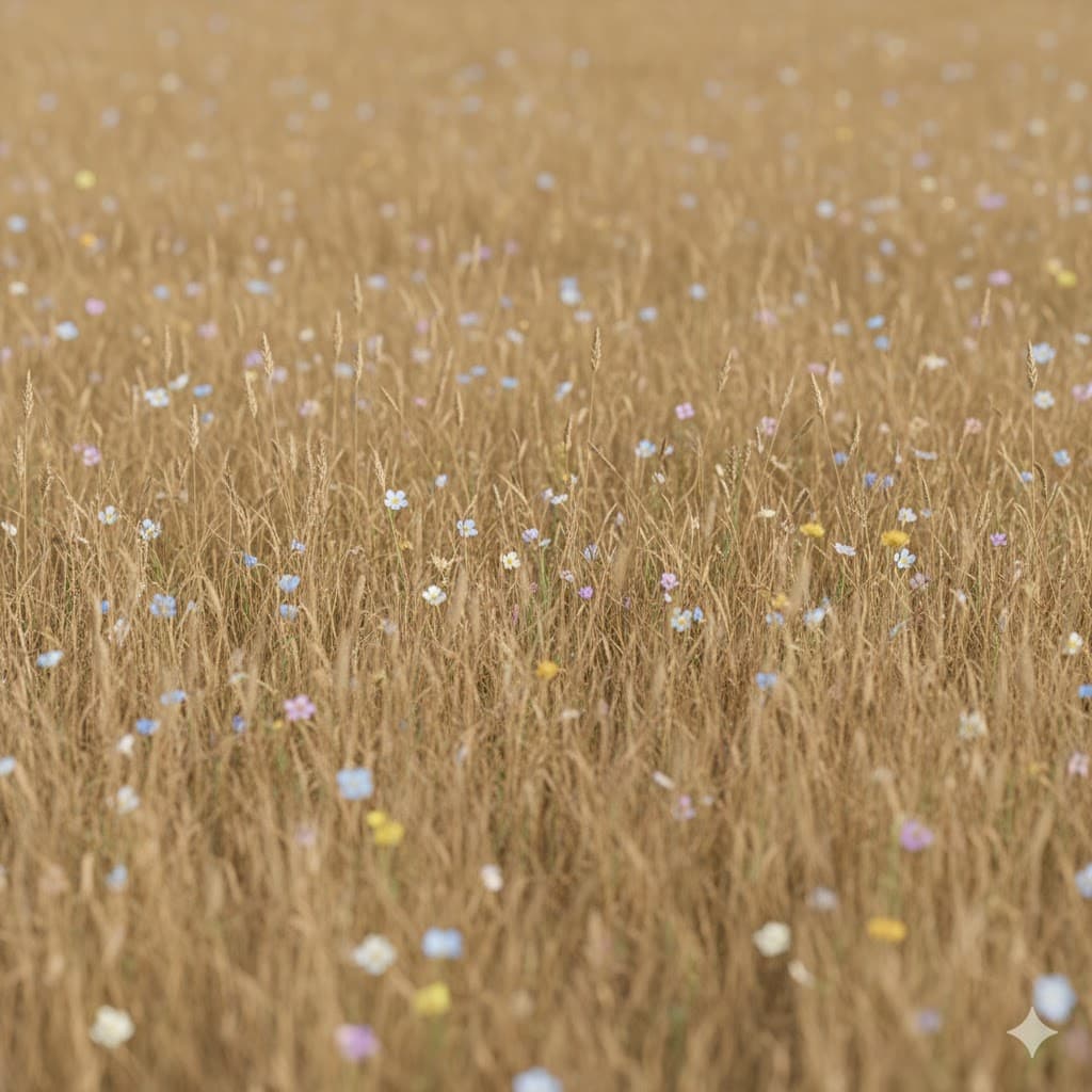 Vacker naturscen med blommor och växter - symboliserar fred och minne